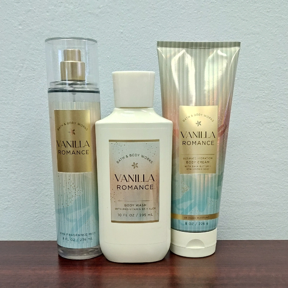 Bath & Body Works VANILLA ROMANCE 3 Piece Body Care Bundle Set *Discontinued